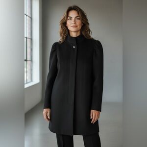 Vintage 80s 90s BERT NEWMAN Black Wool Jacket Coat Sz 8P Minimalist Classic